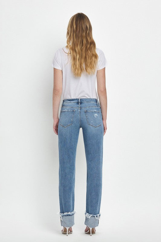 Mid Rise Cuff Jeans