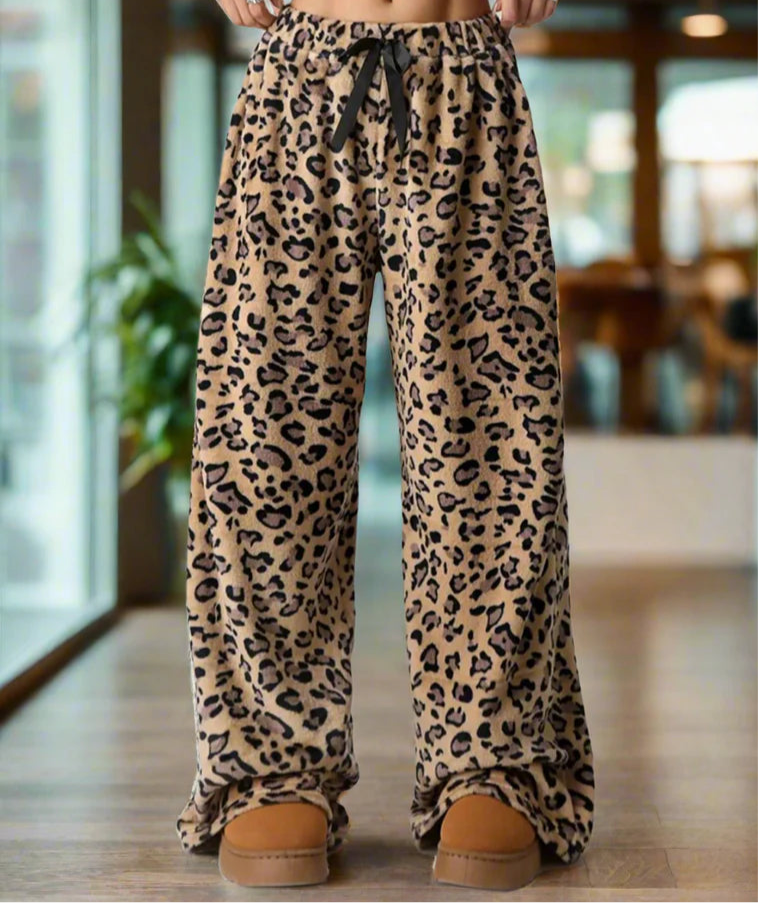 Fleece Leopard Print Pants