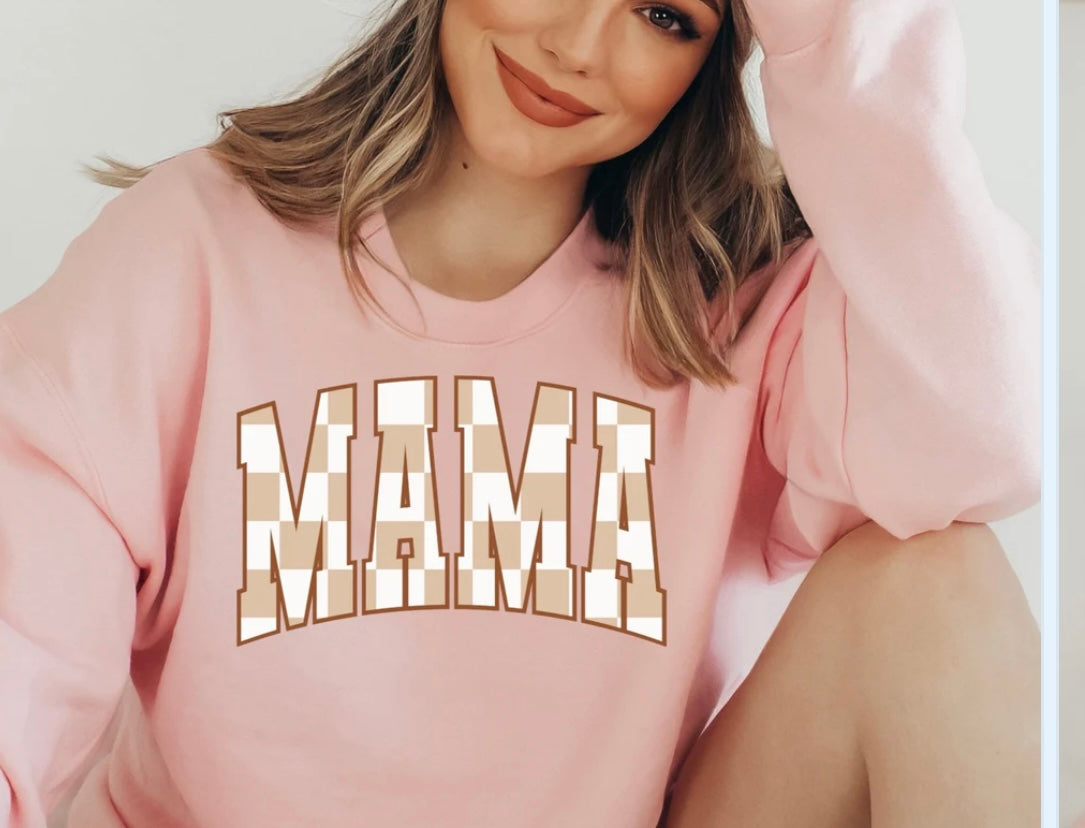 Mama Checkered Crewneck