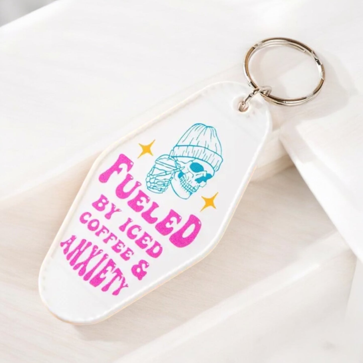 Fueled By Iced Coffee and Anxiety Keychain