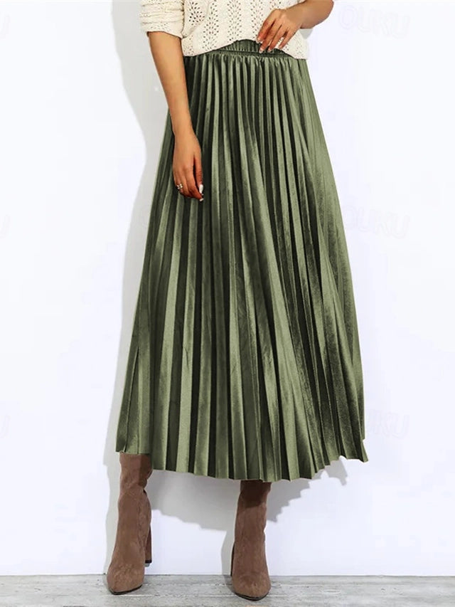 Pleated Satin Skirt