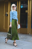 Pleated Satin Skirt