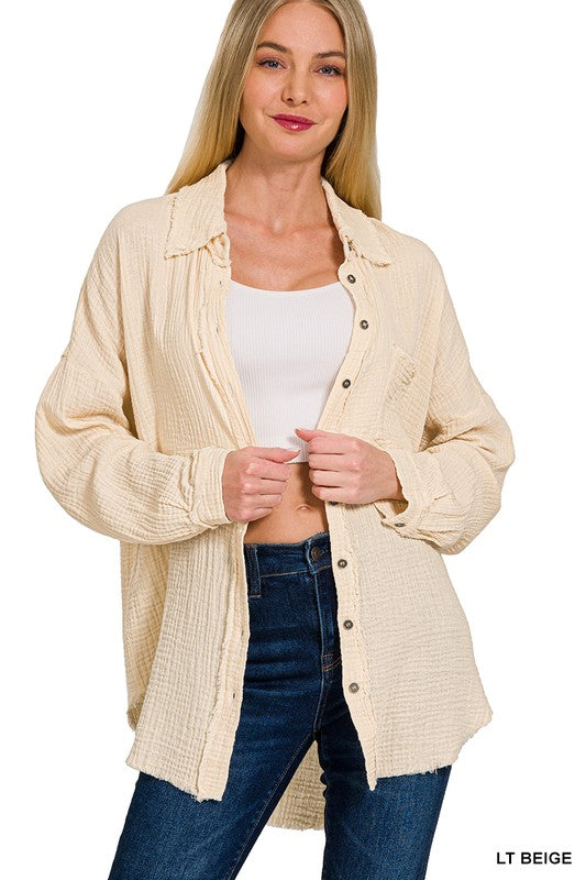 Raw Edge Button Up
