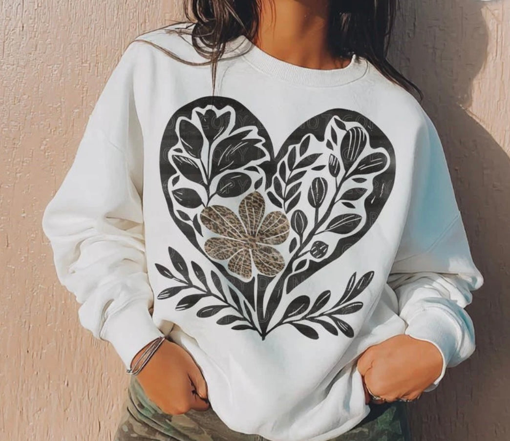 Botanical Boho Heart Crewneck